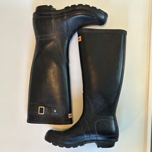 Hunter Tall Black Waterproof Rain Boots Made in Scotland EU 38 US Women 7